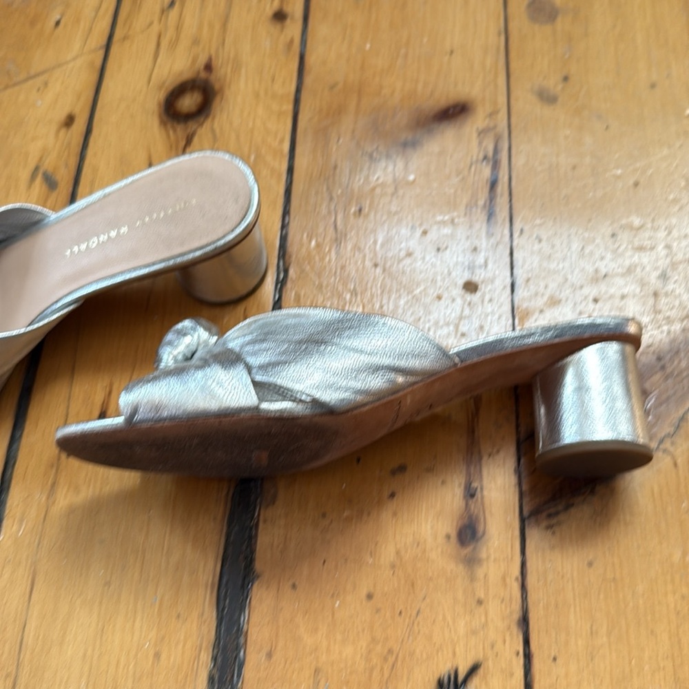 Loeffler Randall Metallic Silver Knotted Mules - Picture 3 of 7